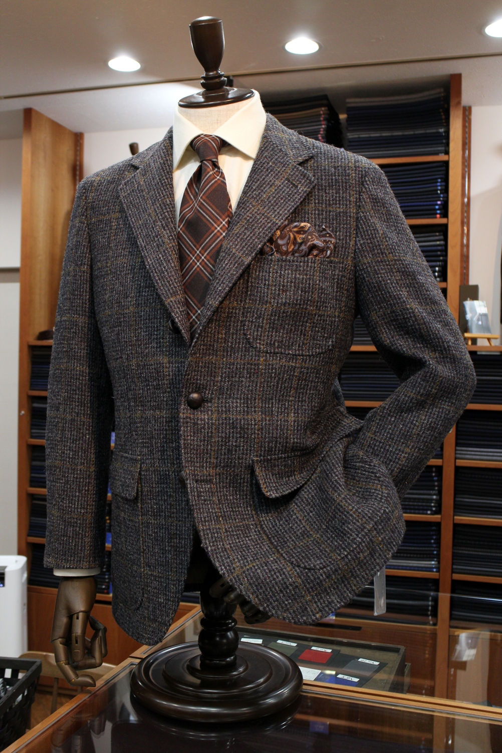 極美品】VAN JAC Harris Tweed オーダー ブラックウォッチ-