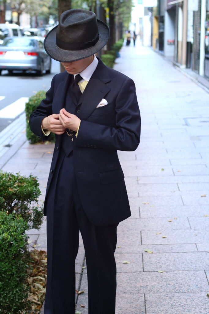 Tailor Fukuoka,銀座,オーダー,スーツ,仕立て,紺無地,スリーピース,AW,秋冬,