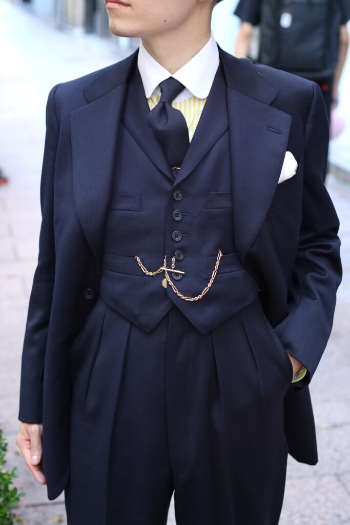 Tailor Fukuoka,銀座,オーダー,スーツ,仕立て,紺無地,スリーピース,AW,秋冬,