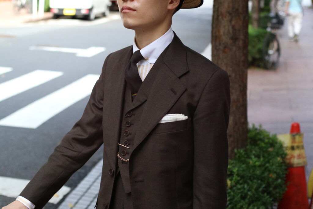Tailor Fukuoka,銀座,オーダー,ブラウン,茶,クラシック,スリーピース,新作,私物,